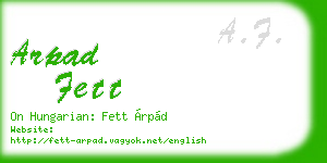 arpad fett business card